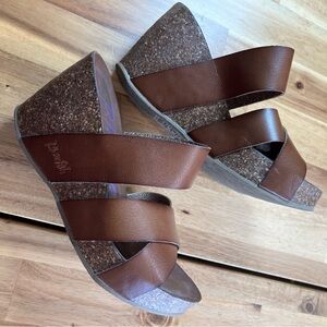 Blowfish Malibu Brown Platform Wedge Sandals Size 6.5